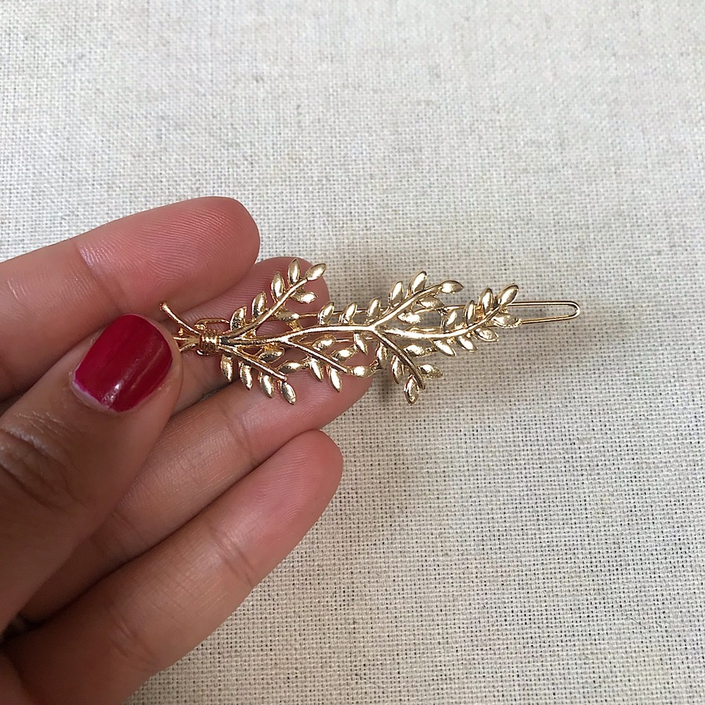 Gold Leaf Hair Barrette NWOT